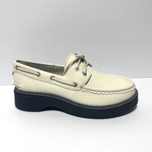 Sperry Womens Bayside Boat Shoe White Leather Size 8.5W
